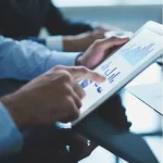 Business man working on a tablet